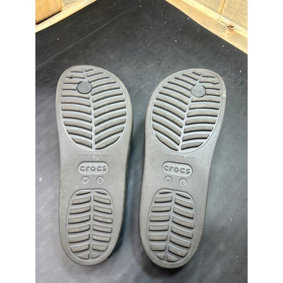 Black Crocs Womens Flip Flops Size 6 Lightweight Iconic Comfort Slip-On Sandals - Picture 7 of 8